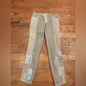 Elisa Cavaletti Tan and Silver Straight Leg Pants sz 29 super fun pants!